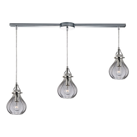 Elk Lighting 46014/3L Danica 3 Light Pendant In Polished Chrome And Clear Glass