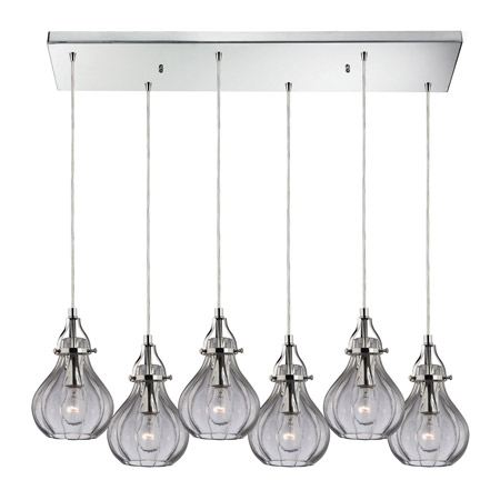 Elk Lighting 46014/6RC Danica 6 Light Pendant In Polished Chrome And Clear Glass