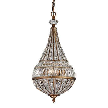 Elk Lighting 46046/3 Crystal Empire 3 Light Pendant In Mocha And Clear Crystal