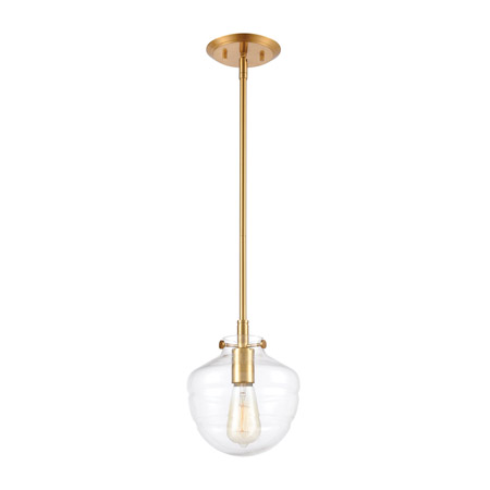 Elk Lighting 46555/1 1-Light Mini Pendant in Brushed Brass with Clear