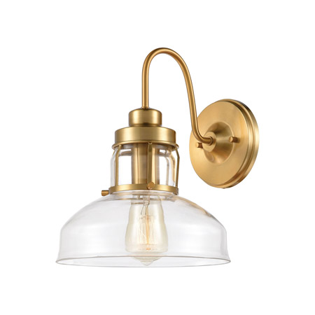 Elk Lighting 46570/1 1-Light Sconce in Brushed Brass with Clear Glass