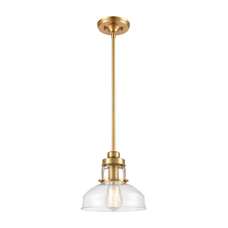 Elk Lighting 46575/1 1-Light Mini Pendant in Brushed Brass with Clear Glass