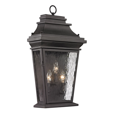 Elk Lighting 47053/3 Forged Provincial 3 Light Outdoor Sconce In Charcoal