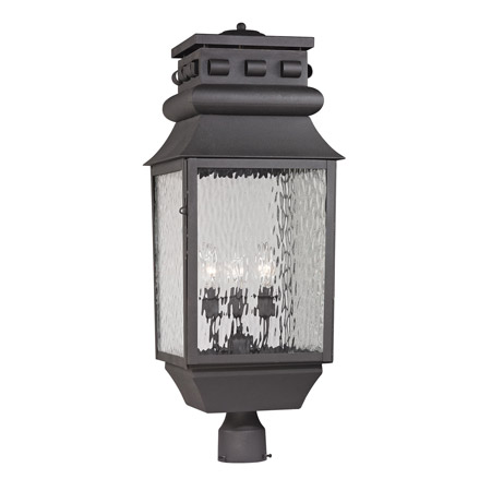 Elk Lighting 47062/3 Forged Lancaster 3 Light Outdoor Post Lamp In Charcoal