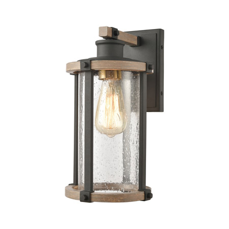 Elk Lighting 47280/1 1-Light Sconce in Charcoal and Beechwood with Seedy Glass
