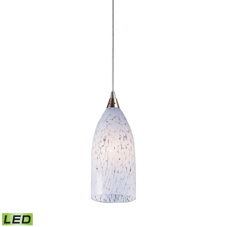 Elk Lighting 502-1SW-LED Verona 1 Light LED Pendant In Satin Nickel And Snow White Glass