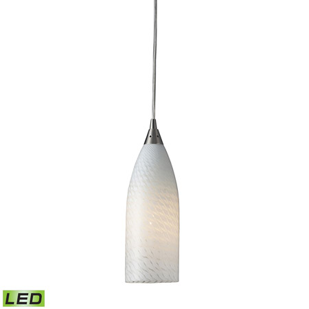 Elk Lighting 522-1WS-LED Cilindro 1 Light LED Pendant In Satin Nickel And White Swirl Glass