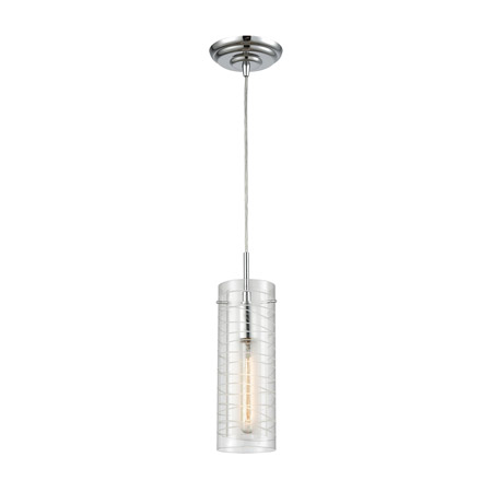 Elk Lighting 56595/1 1-Light Mini Pendant in Polished Chrome with Clear Etched Glass