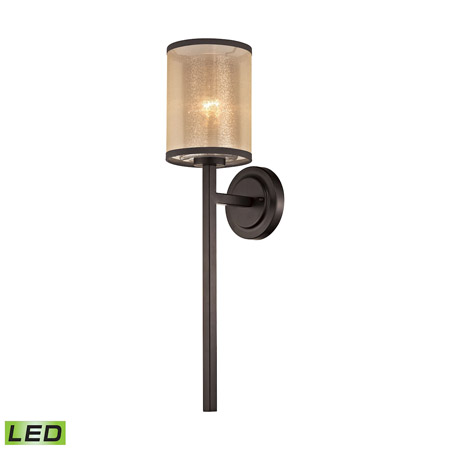 Elk Lighting 57023/1-LED 1-Light Wall Lamp in Oiled Bronze with Organza and Mercury Glass - Includes LED Bulb