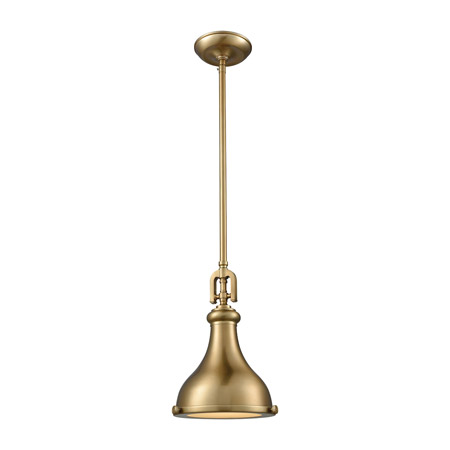 Elk Lighting 57070/1 1-Light Mini Pendant in Satin Brass with Metal Shade