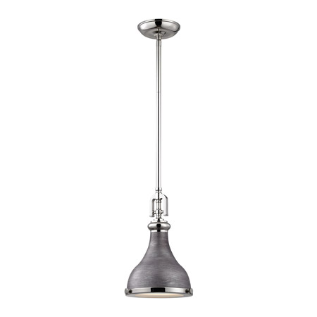 Elk Lighting 57080/1 Rutherford 1 Light Pendant In Polished Nickel And Weathered Zinc