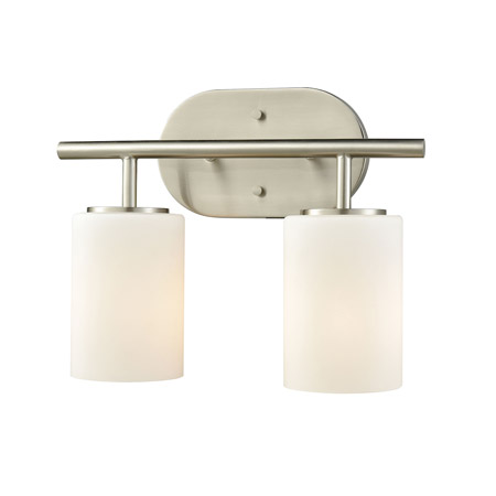 Elk Lighting 57131/2 2-Light Vanity Lamp in Satin Nickel with White Glass