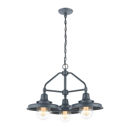 Elk Lighting 57263/3 3-Light Hanging in Aged Zinc with Seedy Glass