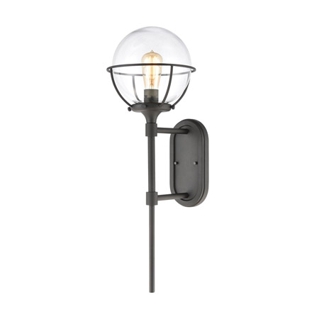 Elk Lighting 57291/1 1-Light Sconce in Charcoal with Clear Glass