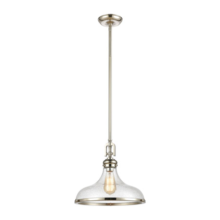 Elk Lighting 57381/1 1-Light Pendant in Polished Nickel with Seedy Glass