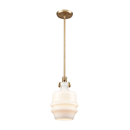 Elk Lighting 60110/1 1-Light Mini Pendant in Satin Brass with Opal White Glass