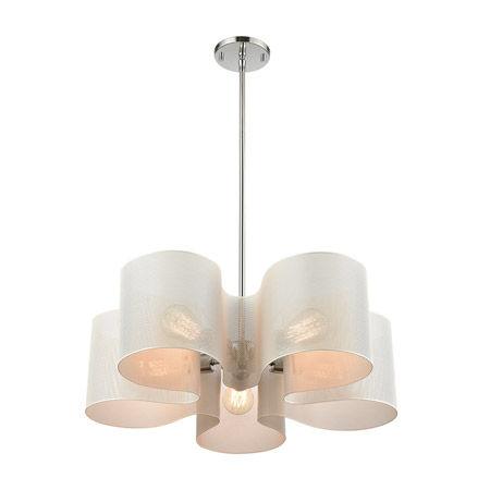 Elk Lighting 60154/5 5-Light Chandelier in Polished Chrome with Matte White Perforated Metal
