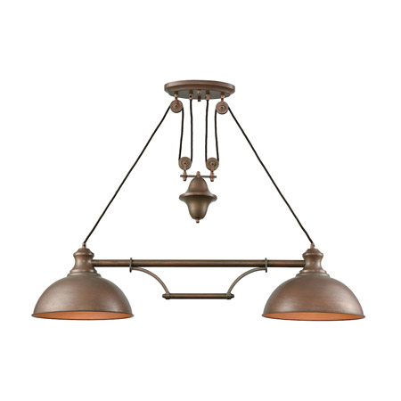 Elk Lighting 65272-2 2-Light Adjustable Island Light in Tarnished Brass with Matching Shade