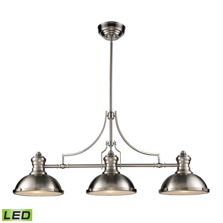 Elk Lighting 66125-3-LED 3-Light Island Light in Satin Nickel with Matching Shade - Includes LED Bulbs
