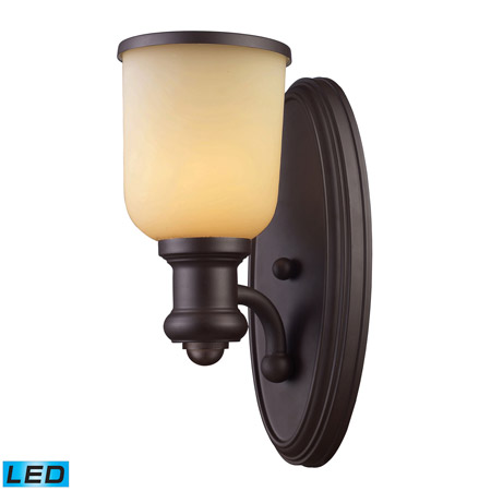 Elk Lighting 66170-1-LED Brooksdale 1 Light LED Wall Sconce In Oiled Bronze And Amber Glass