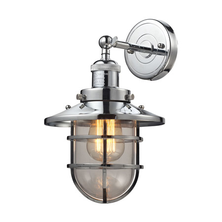 Elk Lighting 66346/1 Seaport 1 Light Sconce In Polished Chrome And Clear Glass