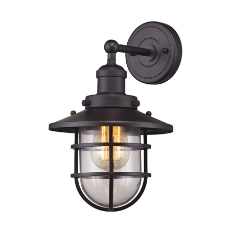 Elk Lighting 66366/1 Seaport 1 Light Sconce In Oil Rubbed Bronze And Clear Glass