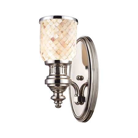 Elk Lighting 66410-1 1-Light Wall Lamp in Polished Nickel with Cappa Shell Shade
