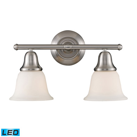 Elk Lighting 67021-2-LED Berwick 2 Light LED Vanity In Brushed Nickel And White Glass