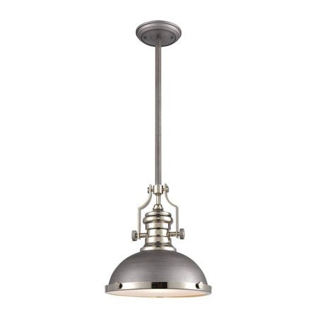 Elk Lighting 67235-1 1-Light Pendant in Weathered Zinc with Metal and Frosted Glass