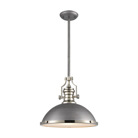 Elk Lighting 67236-1 1-Light Pendant in Weathered Zinc with Metal and Frosted Glass