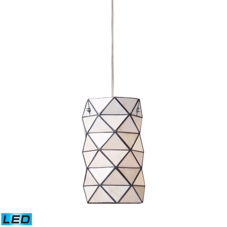 Elk Lighting 72021-1-LED Tetra 1 Light LED Pendant In Polished Chrome And White Tiffany Glass