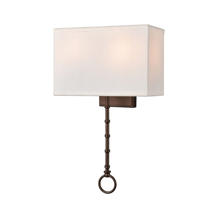 Elk Lighting 75030/2 2-Light Sconce in Oil Rubbed Bronze with White Fabric Shade