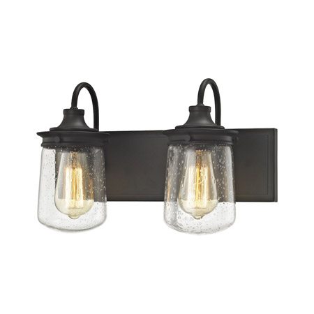 Elk Lighting 81211/2 2-Light Vanity Lamp in Oil Rubbed Bronze with Clear Seedy Glass