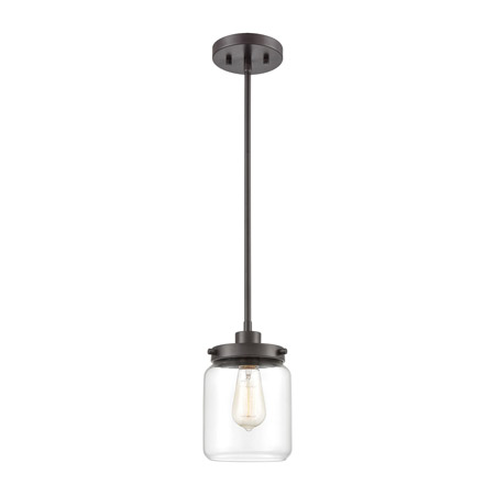 Elk Lighting 85216/1 1-Light Mini Pendant in Oil Rubbed Bronze with Clear Glass
