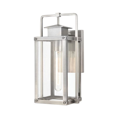 Elk Lighting 89171/1 1-Light Outdoor Sconce in Antique Brushed Aluminum with Clear Glass Enclosure