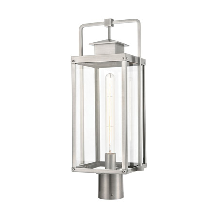Elk Lighting 89175/1 1-Light Outdoor Post Mount in Antique Brushed Aluminum with Clear Glass Enclosure