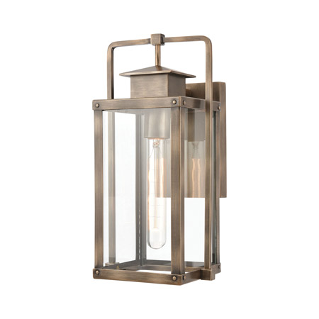 Elk Lighting 89181/1 1-Light Outdoor Sconce in Vintage Brass with Clear Glass Enclosure