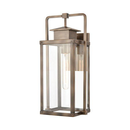 Elk Lighting 89182/1 1-Light Outdoor Sconce in Vintage Brass with Clear Glass Enclosure
