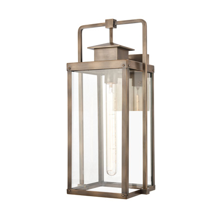 Elk Lighting 89183/1 1-Light Outdoor Sconce in Vintage Brass with Clear Glass Enclosure