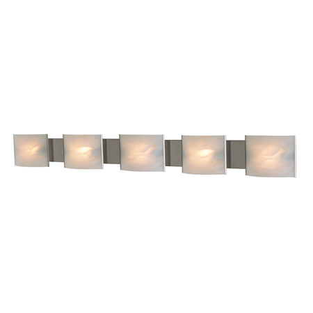 Elk Lighting BV715-6-16 5-Light Vanity Sconce in Stainless Steel with Hand-formed White Alabaster Glass