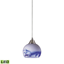 Elk Lighting 101-1MT-LED Mela 1 Light LED Pendant In Satin Nickel And Mountain Glass