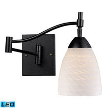 Elk Lighting 10151/1DR-WS-LED Celina 1 Light LED Swingarm Sconce In Dark Rust And White Swirl Glass