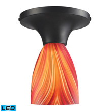 Elk Lighting 10152/1DR-M-LED 1-Light Semi Flush in Dark Rust with Multi-colored Glass - Includes LED Bulb