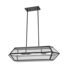 Elk Lighting 10354/3 3-Light Linear Chandelier in Oil Rubbed Bronze with Translucent Organza PVC Shade