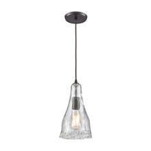 Elk Lighting 10446/1 1-Light Mini Pendant in Oiled Bronze with Clear Hand-formed Glass