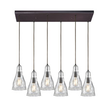 Elk Lighting 10446/6RC 6-Light Rectangular Pendant Fixture in Oiled Bronze with Clear Hand-formed Glass