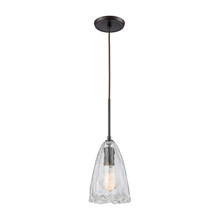 Elk Lighting 10459/1 1-Light Mini Pendant in Oiled Bronze with Clear Hand-formed Glass