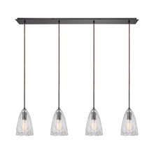 Elk Lighting 10459/4LP 4-Light Linear Pendant Fixture in Oiled Bronze with Clear Hand-formed Glass