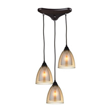 Elk Lighting 10474/3 Layers 3 Light Pendant In Oil Rubbed Bronze And Amber Teak Glass