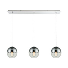 Elk Lighting 10492/3LP 3-Light Linear Mini Pendant Fixture in Polished Chrome with Clear and Chrome-plated Glass